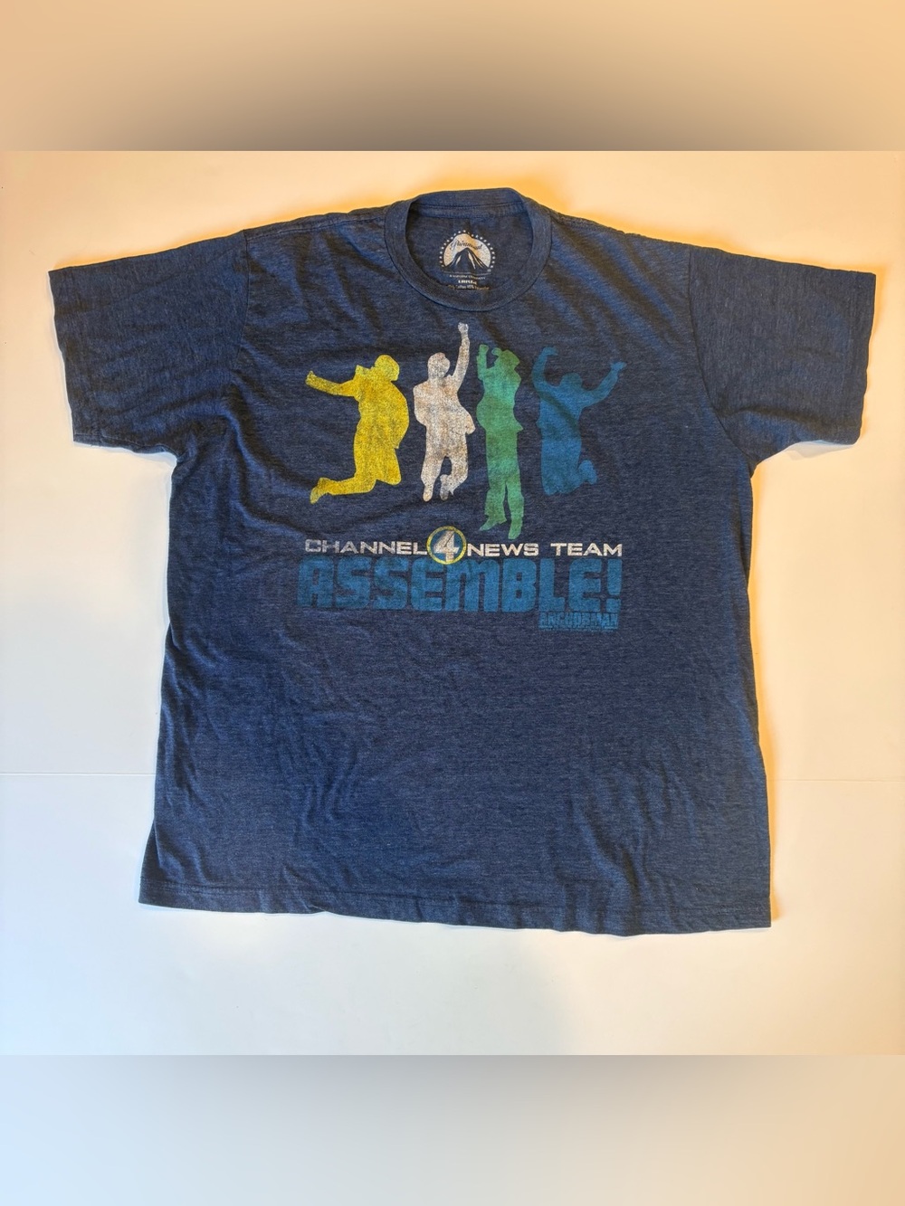Anchorman Channel 4 News Team 'Assemble!' Graphic Tee - Navy Blue Large